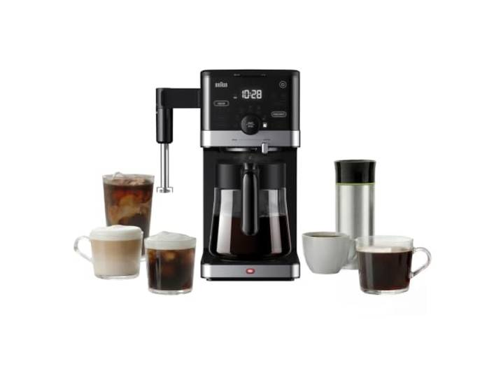 Braun OptiBrew Pro Kaffeemaschine für 12 Tassen Programmierbarer 24-Stunden-Timer, grenzenlose Anpassung, kaltes Brühen in Minuten, integrierter Milchaufschäumer