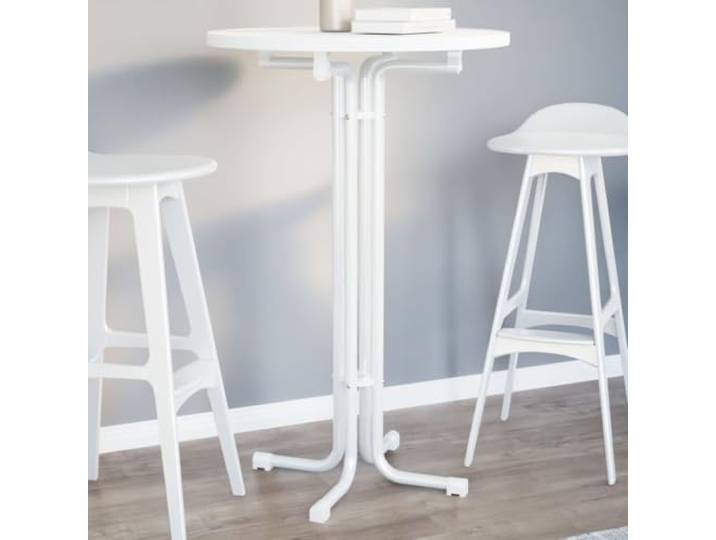 HEFZGDB Esstisch Weiß Ø70x110 cm Klappbar aus Holzwerkstoff und Stahl mit Pulverbeschichtung - Robuster Tisch für Küche und Esszimmer