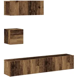 vidaXL 4-tlg. TV-Schrank-Set Wandmontage Altholz-Optik Holzwerkstoff