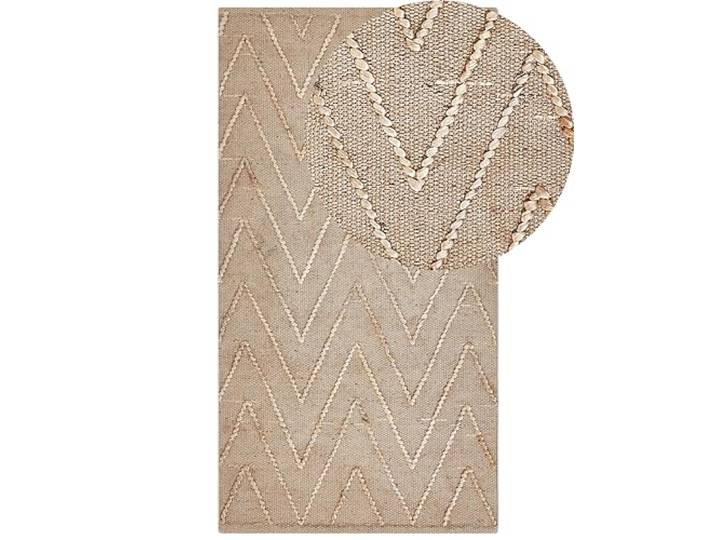Beliani Teppich Jute, Baumwolle handgewebte 80 x 150 cm Beige Daday