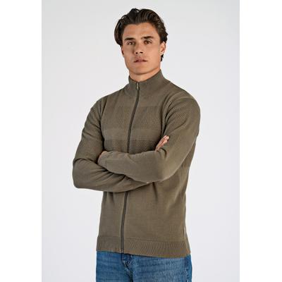 Cardigan LINDBERGH "Cardigan Relaxed Fit", Herren, Gr. L, grün (army), Obermaterial: 100% Baumwolle, Strickjacken