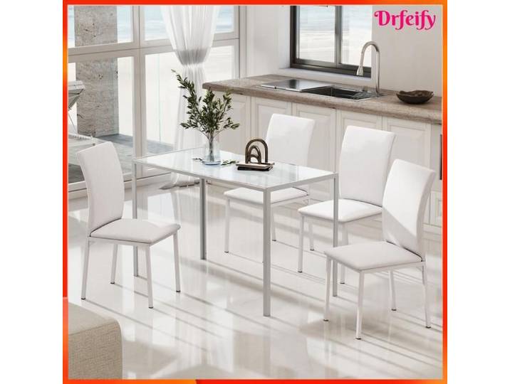 Chaises de salle à manger - AKOZON - 12322 - Lot de 4 - Capitonnage rhomboïdal - Pieds métal - Dossier ergonomique