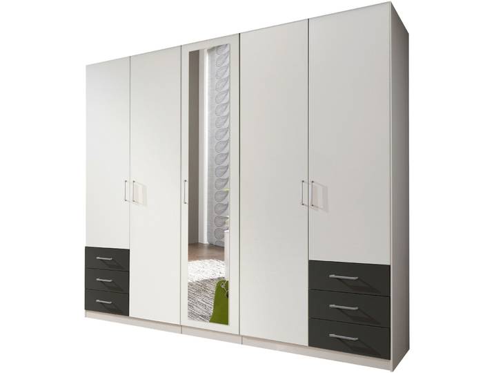 Kleiderschrank Foley Weiss/graphit Holzwerkstoff B 225 cm