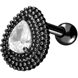 Chirurgenstahl Ohrpiercing TROPFEN + KRISTALL