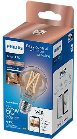 Philips Smart LED Filament Bulb clear 7W (Eq.60W) A60 E27