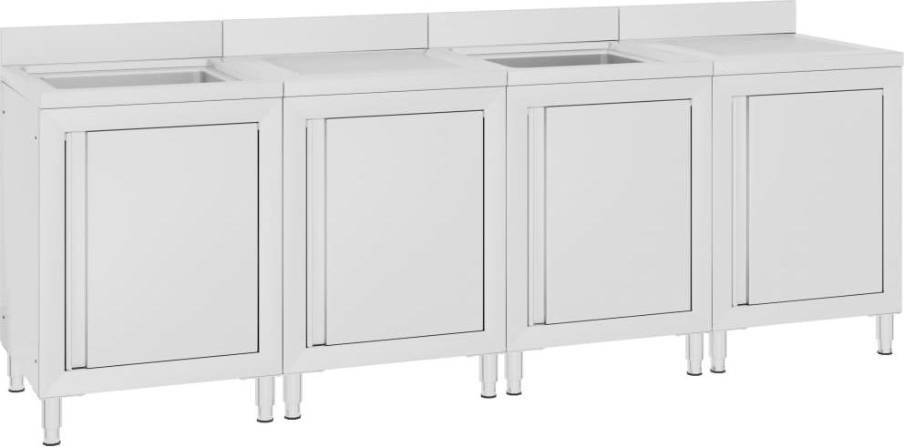 vidaXL Gastro-Spülenunterschrank 240x60x96 cm Edelstahl