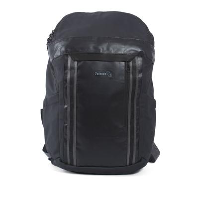 Laptoprucksack 7CLOUDS "Suno 7.1", Damen, Gr. B/H/T: 28cm x 44cm x 16cm, onesize, schwarz, Polyethylen, Tarpaulin, Rucksäcke Laptoprucksack, mit recyceltem PET