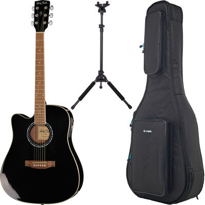 Harley Benton D-120CE-LH BK Bundle Schwarz Hochglanz