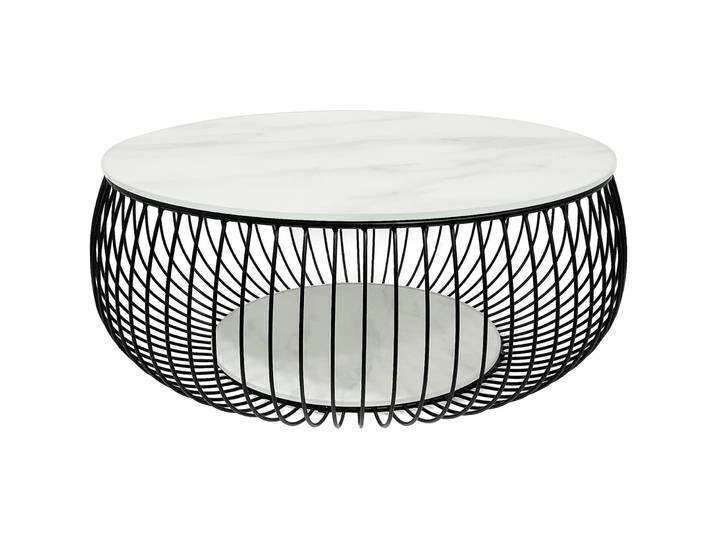 Salontisch Dur schwarz, weiss Metall/Glas B 86 T 86 cm