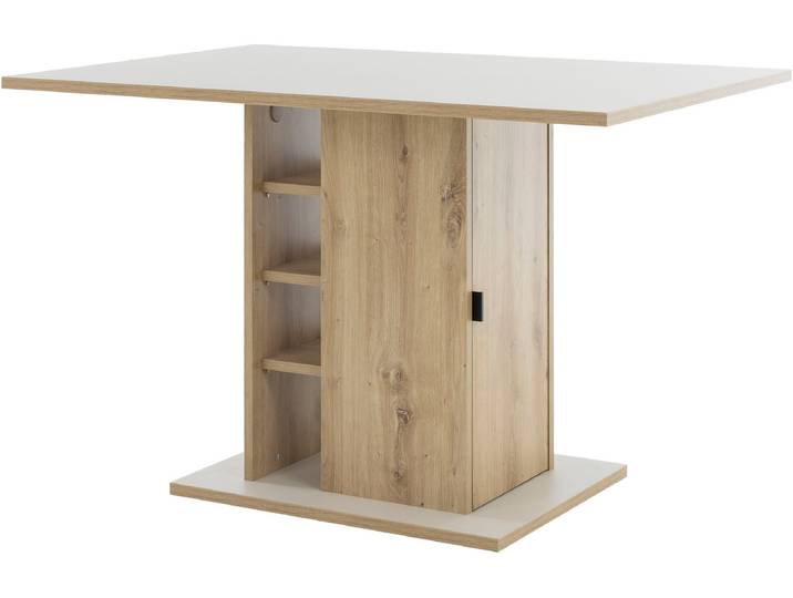 Esstisch GAMI Belford , braun (eiche artisan nachbildung, melamine uni greige, eiche artisan nachbildung, melamine uni greige), B:120cm H:75cm T:80cm, Tische, Esstisch, Ein Tisch mit Stauraum