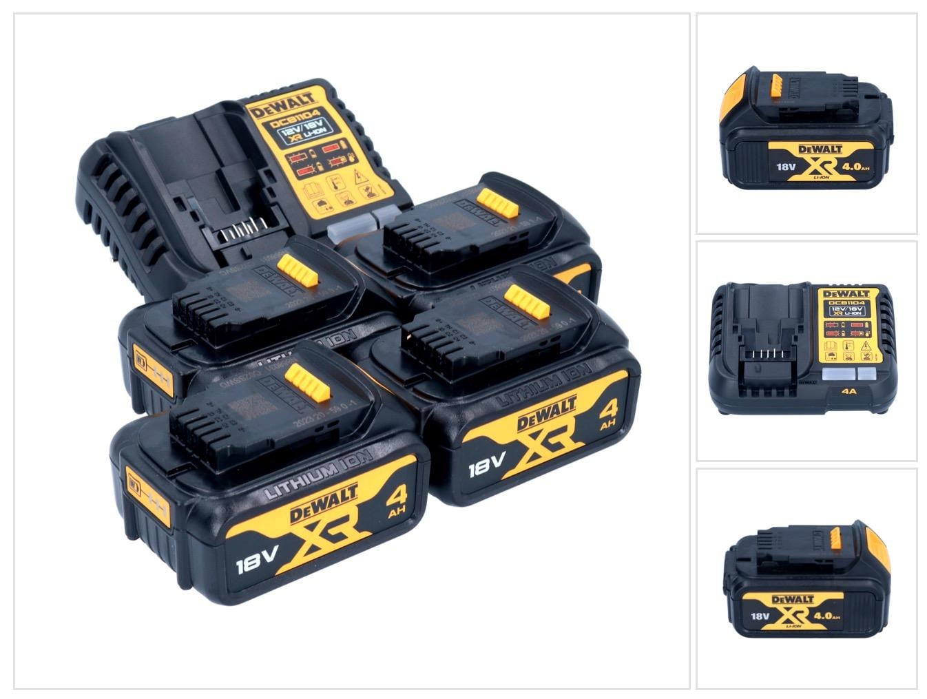 DeWalt DCB 1104 M4 accustartset 12 V / 18 V met 4x 4.0 Ah accu en DCB 1104 lader