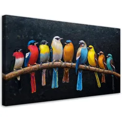 WANDBILD vögel tiere bunt