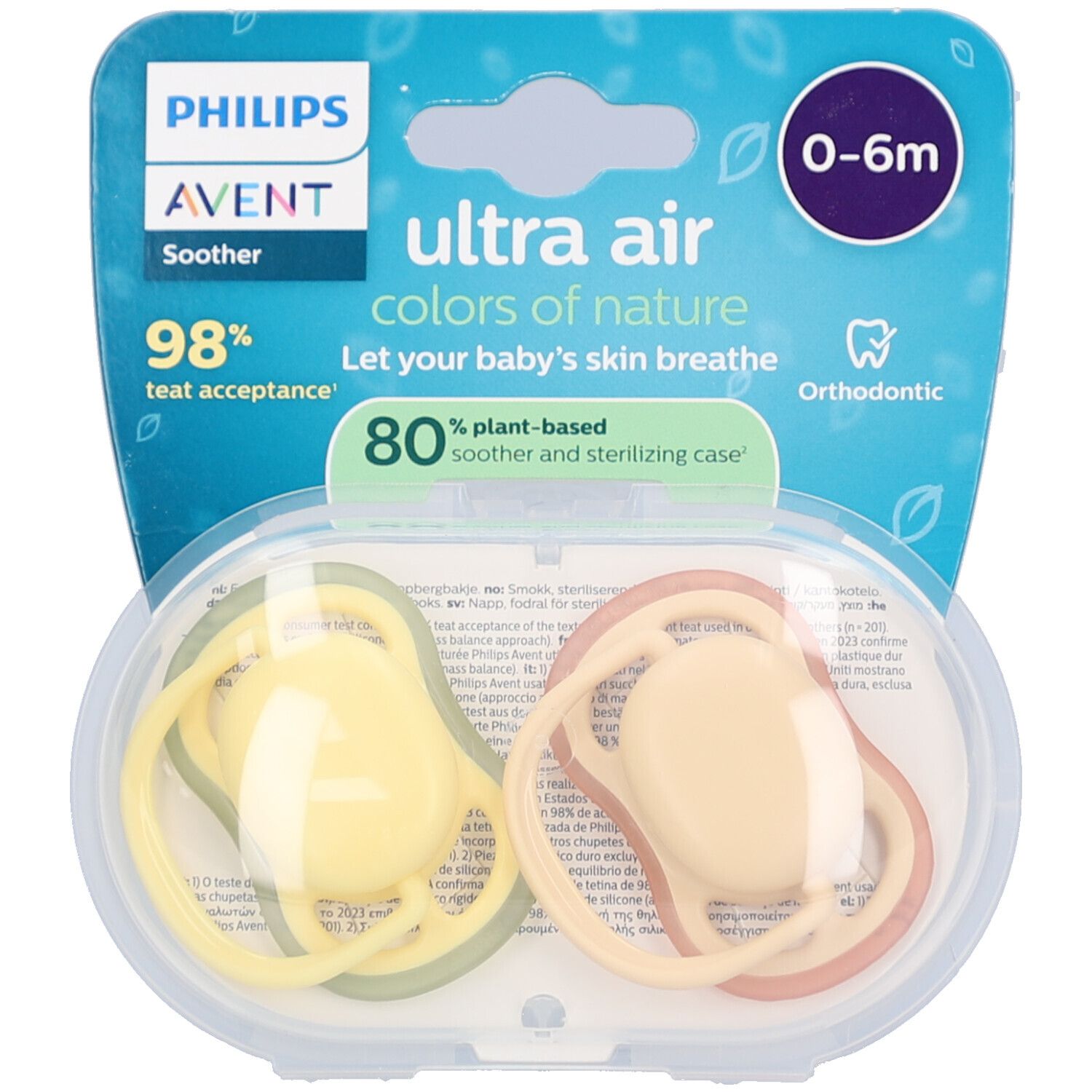 Philips Avent Fopspeen +0m Air beige/groen 2st 2 St Schnuller