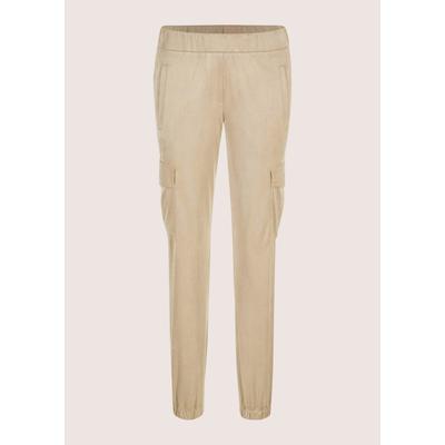 Cargohose MADELEINE "Cargohose Stoffhose in Cargo-Optik", Damen, Gr. 20, N + K Gr, beige (natur), Obermaterial: 90% Polyester PES. 10% Elasthan EL., Modern, Hosen Cargohose, Modische Schlupfhose mit Cargodetails