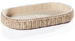 Zodax Reggio Loom Oval Raffia Tray with Leather Trim