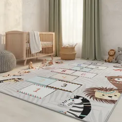 Kinderteppich TRAUN, als Hüpfspiel, Grau, 80 x 120 cm