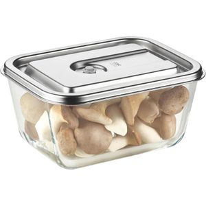 Caso Vakuumbehälter VacuBoxx Inox XL 1167, aus Borosilikatglas, mit Edelstahldeckel, eckig, 2,6 Liter