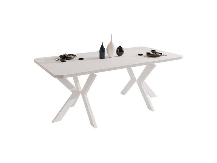 Idohome Ausziehtisch Danton 200/100/76 cm, Weiß, Metall, Uni, Rechteckig,Rechteckig, 200x76x100 cm, Esszimmer, Esstische