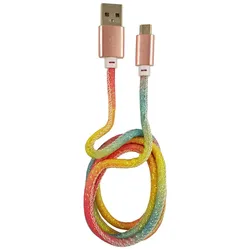 LC-Power LC-C-USB-MICRO-1M-3 USB A zu Micro-USB Kabel, Regenbogen-Glitzer, 1m