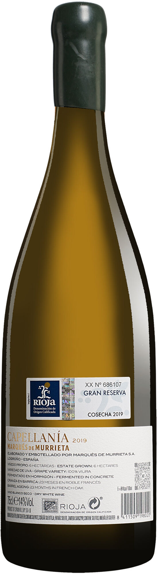 Marqués de Murrieta Blanco »Capellanía« Reserva 2019 14% Vol. Weißwein Trocken aus Spanien