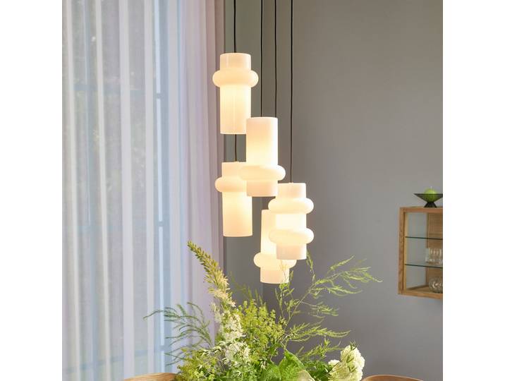 Suspension Pilule Down, blanc brillant, Ø 15 cm - Hübsch - Salon / séjour - Scandinave - Verre - À ampoule unique