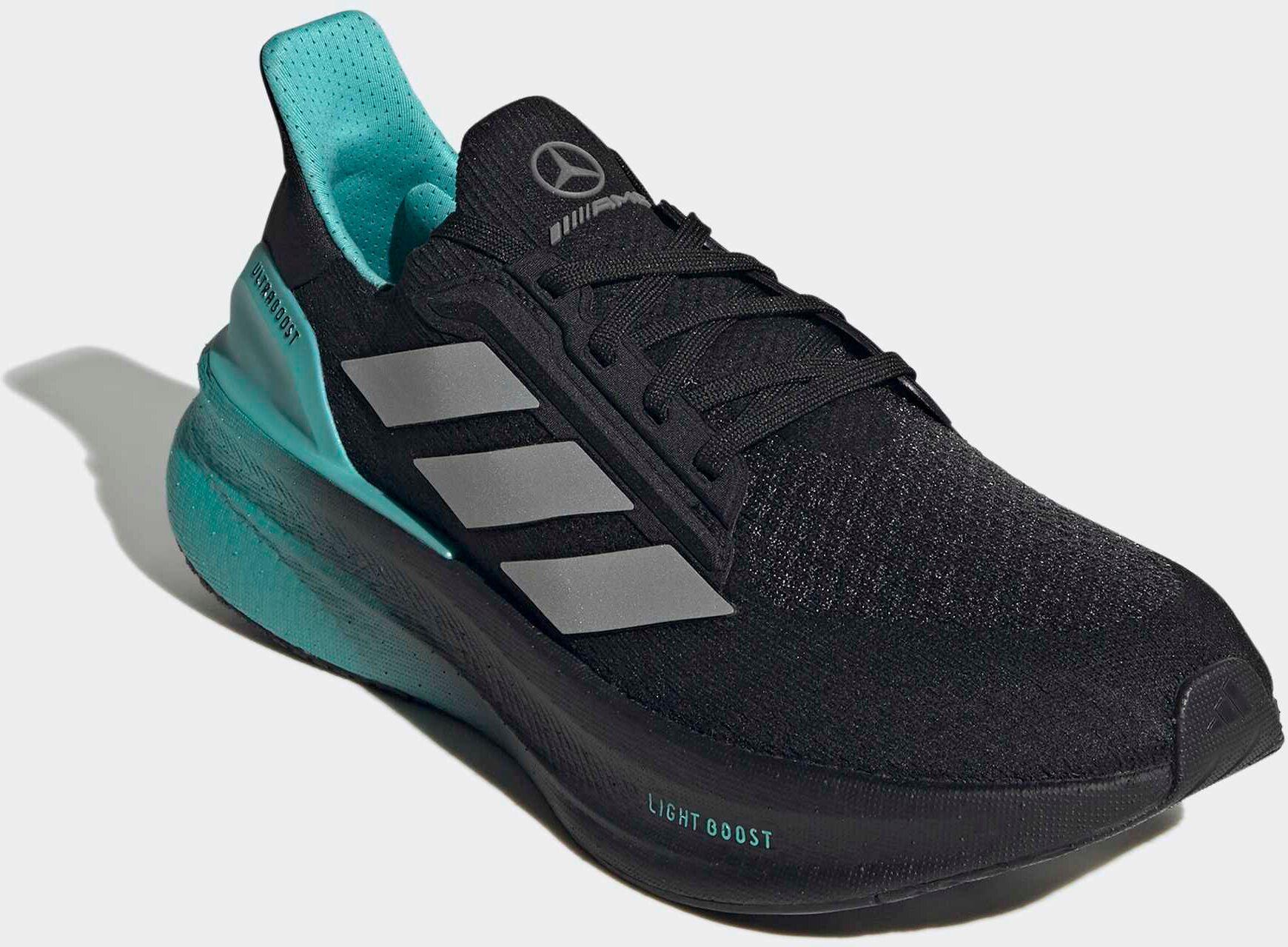 Laufschuh ADIDAS PERFORMANCE "ULTRABOOST 5 MERCEDES AMG PETRONAS F1 TEAM", Herren, Gr. 42, schwarz (core schwarz, silber metallic, semi mint rush), Synthetik, Textil, Schuhe Laufschuh, Mercedes AMG Motorsport core schwarz, silber metallic, semi mint rush 