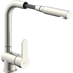 Schütte, Küchenarmatur, Wasserhahn Küche LONDON Spültischarmatur Edelstahloptik Ausziehbar Schwenkbar 79705U