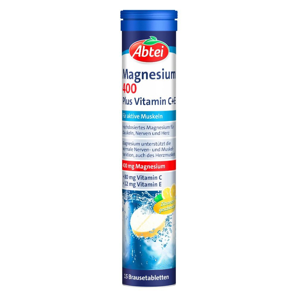 Abtei Magnesium 400 Plus Vitamin C+E Brausetabl. 15 St Brausetabletten