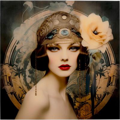 Glasbild KARE DESIGN "Muse Art Nouveau 100x100cm", gold (farbe bild(er): braun), B:100cm H:100cm T:0,4cm, Glas, Polypropylen, Bilder