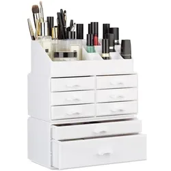relaxdays Make Up Organizer mit 8 Schubladen 30 x 24 x 14 cm anthrazit grau