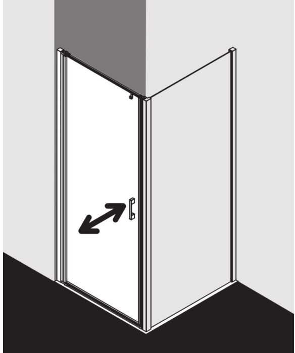 Kermi Liga Pendeltür für Seitenwand LI1WL095201AK 95x200, sil/mattgl, ESG klar, links