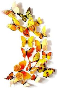 Uplifted Finds 12Pcs 3D Butterfly Wall Decals   Magnetic PVC Simulated Butterflies   Creative DIY Home & Refrigerator Decor 12 Pcs Yellow