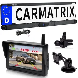 CARMATRIX HD Funk Rückfahrsystem mit 5" Monitor Kennzeichenhalter PDC Einparksensoren