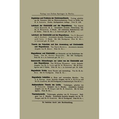 Die neueren Wandlungen der elektrischen Theorien, Taschenbuch von Gustav Holzmüller, Springer Berlin, 978-3-642-89877-8