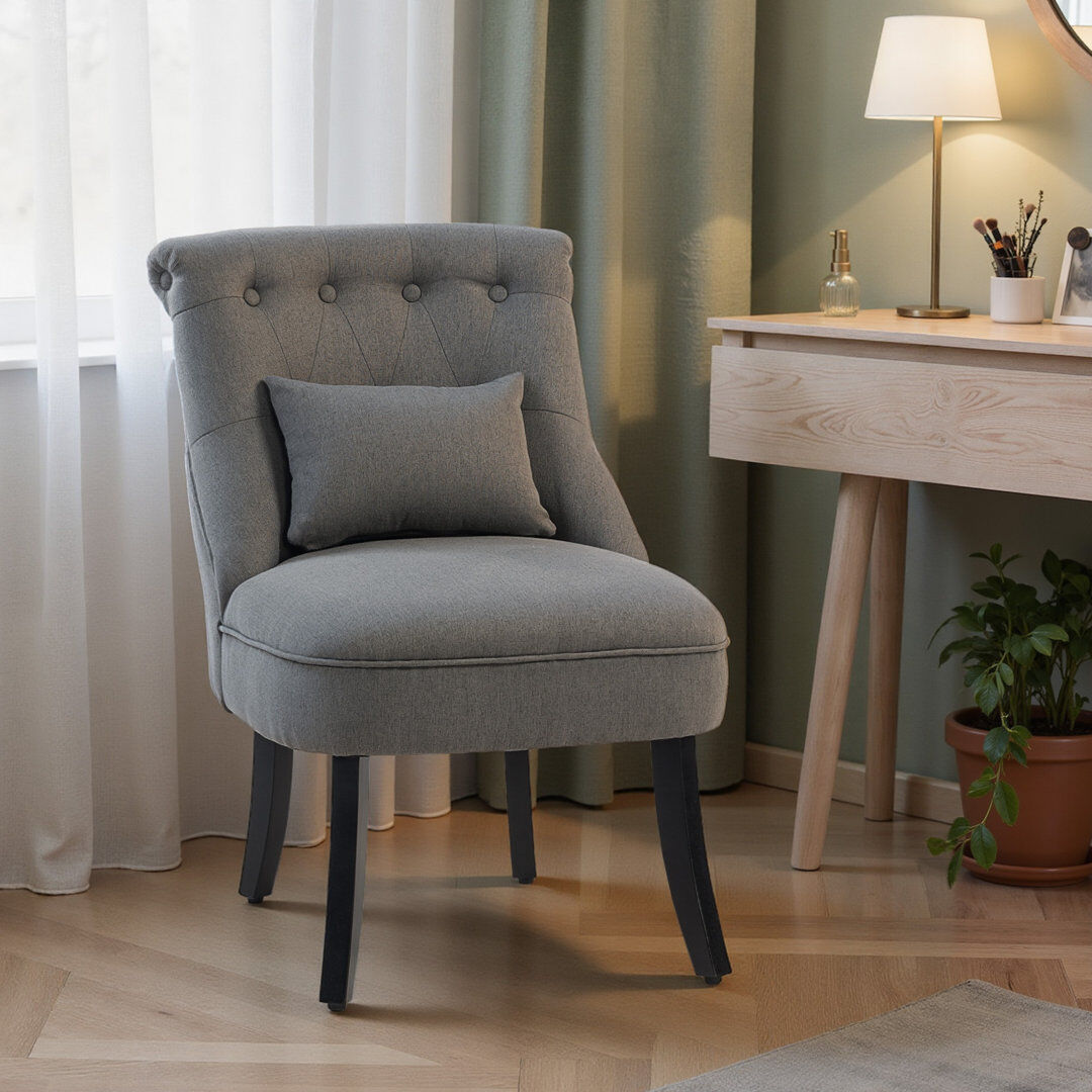 17 Stories Kiyohisa Fabric Single Sofa Upholstered with Pillow Wood Leg Charcoal Grey 82cm H X 52.5cm W X 69cm D