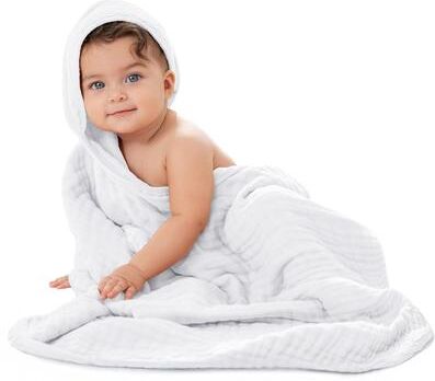 Hooded Baby Towel, 6 Layer 100% Muslin Cotton by Comfy Cubs