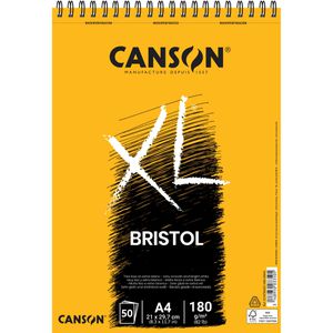 Canson Zeichenblock XL Bristol C31078A021, A4, 180 g/m², weiß, Spiralbindung, 50 Blatt