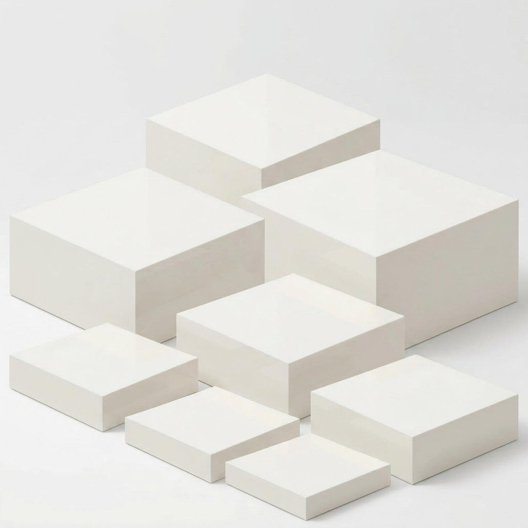 Espiron Optimum 8PCS Buffet Risers,Food Risers for Buffet Table, Display Stand Shelf for Catering Dessert Collectibles Jewelry Figures Show, Acrylic Cube Display Nest White 16.5cm H X 25.4cm W