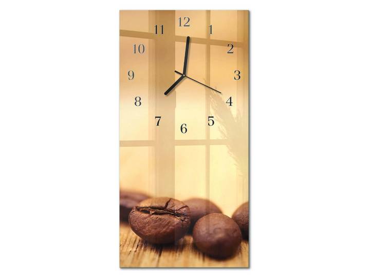 Tulup Wanduhr aus Glas 30x60 cm - Bohnen, Braun, Rechteckig, 30x60x0.4 cm, Dekoration, Uhren, Wanduhren