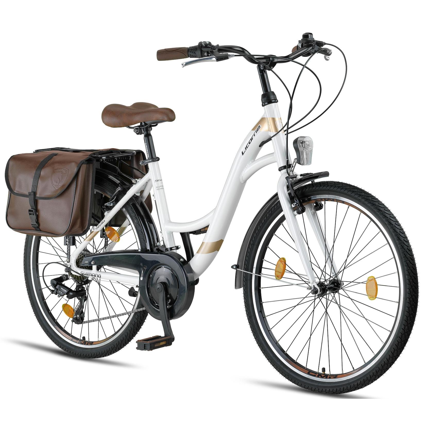 Licorne Bike Stella Plus Premium City Bike in Zoll Aluminium Fahrrad für Mädchen, Jungen, Herren und Damen - 21 Gang-Schaltung - Hollandfahrrad Farbe:Weiss;Größe:26 Zoll