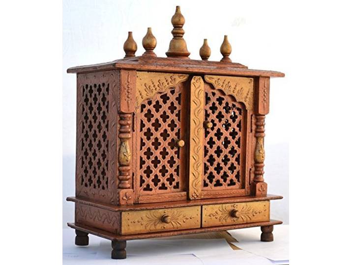 Mereappne Holz Pooja Mandir Indianisch Hindu Dekorationen Puja Gott Satyanarayana Tempel Schrank Bhagwan Ständer Mandapam Wand Hängend Dekor für Zuhause