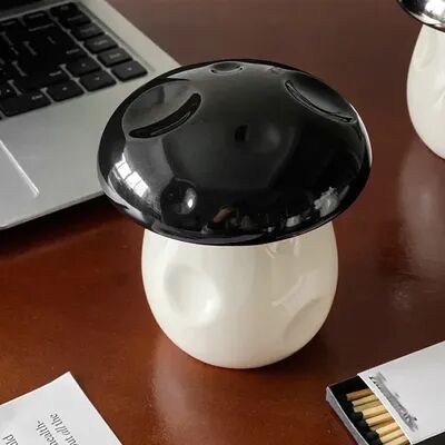 ModernMart Mushroom Ceramic Ashtray With Lid Cute Decorative Smokeless Ash Holder black