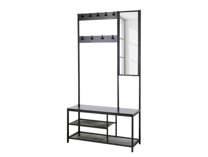 Armoire d’entrée Tarpey avec miroir 98 x 186 x 34cm Noir/Noir