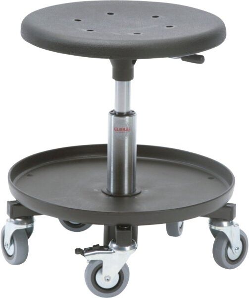 Global Montørstol, Sort, Pu Sæde, 33-40 Cm, Værktøjsbakke