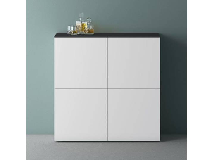 Meuble de Rangement - MAI & MAI - SR04 - 4 Portes - Gris Noir Mat + Blanc Mat - Contemporain - Design