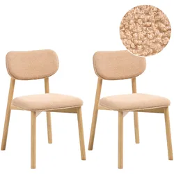 ESSZIMMERSTUHL 2er-Set Bouclé Hellbraun/Beige Mills