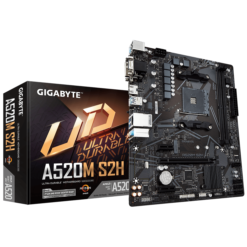 Gigabyte A520M S2H mATX Mainboard - Sockel AM4