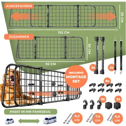 Lovpet Trenngitter Auto Kofferraum Schutzgitter verstellbar Kofferraumgitter (Hund), Tiertransport