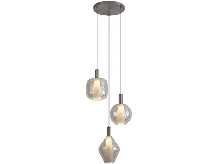 Qazqa design hanglamp - Ard - gunmetal\, rond\, 3-lichts\, 46.2cm\, ideaal als woonkamer lamp