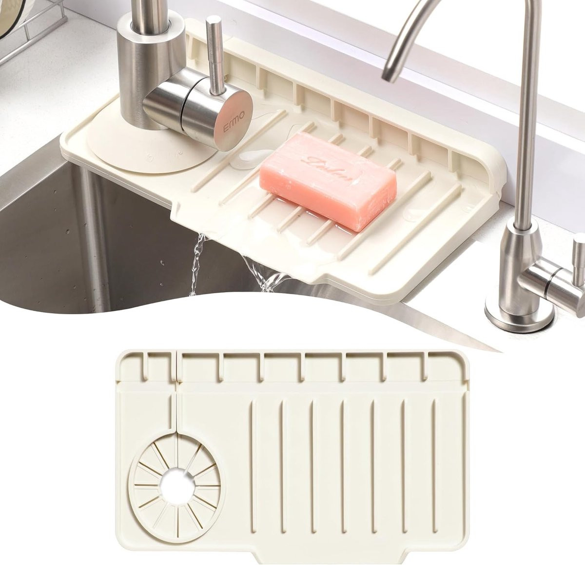 Silicone Waterkraan Mat met Splash Guard voor Keuken en Badkamer, Universele Pasvorm voor Links en Rechts, 27 x 15 cm